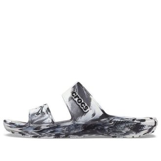 Crocs Classic Clog Marble Beach Sports Slippers Unisex White Black 207701-103