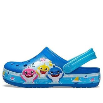 Crocs (PS) Funny Shark Small Crocs Outdoor Flat Heel Beach Sports Blue Sandals 206704-4JL